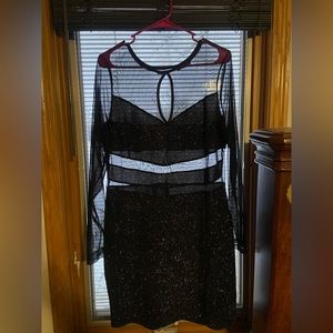 All black mesh dress with glitter